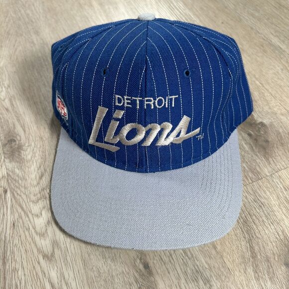Sports Specialties Other - Vintage Sports Specialties Detroit Lions Script Hat Snapback NFL Blue‎ Wool Cap